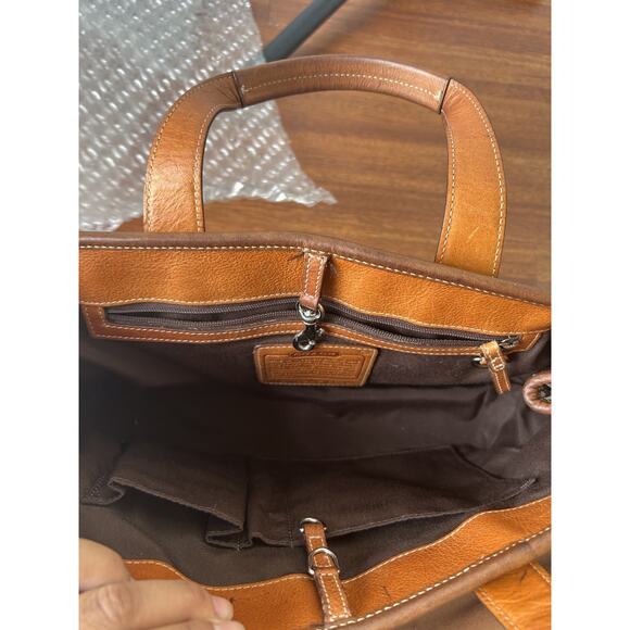 Y2K Vintage Coach 6620 Hobo Brown/Khaki signature Leather Top Handle Bag ReadPLS - Picture 6 of 8